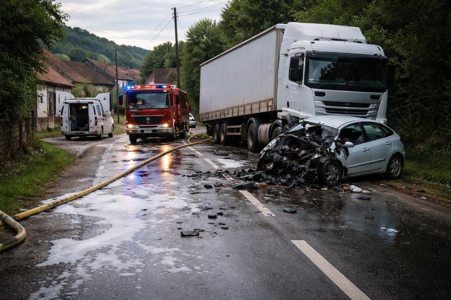 Accident între autoturism și TIR în Berești-Bistrița: ce a declanșat intervențiile pompierilor