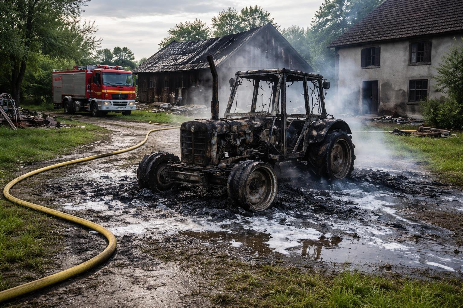 Incendiu la tractor în Săucești: ISU Bacău avertizează asupra verificării utilajelor agricole